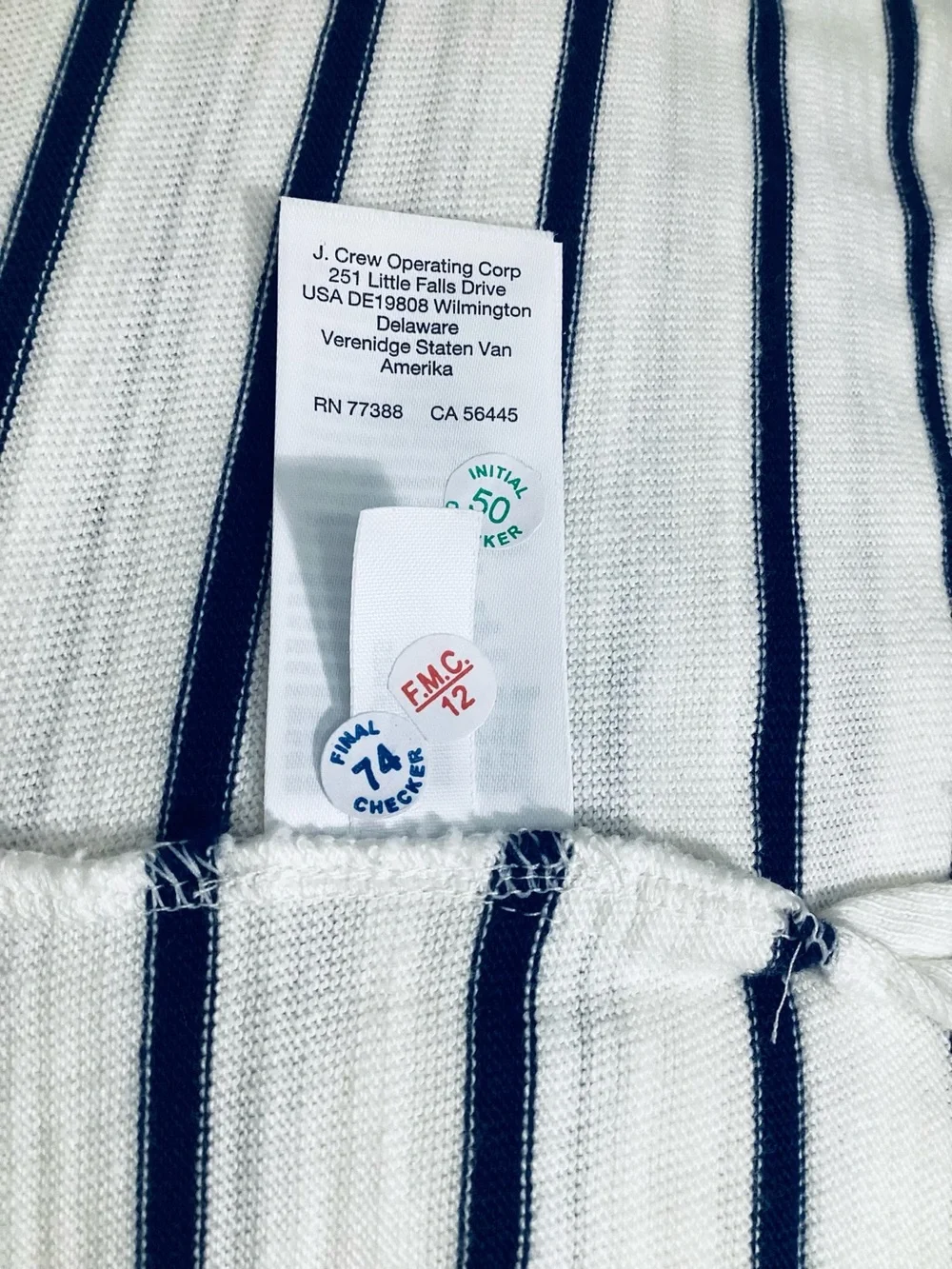 J. Crew Navy White Striped V-Neck Pullover Cotton Sweater Hoodie XL Relaxed NWT